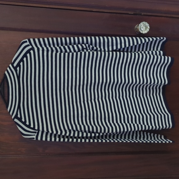 Talbots Blue & White Stripe Lambswool Blend Open Cardigan Size LP - Picture 5 of 6